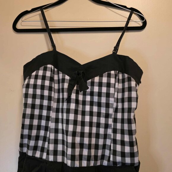 Sourpuss Black/White Checkered Romper L - Picture 3 of 7